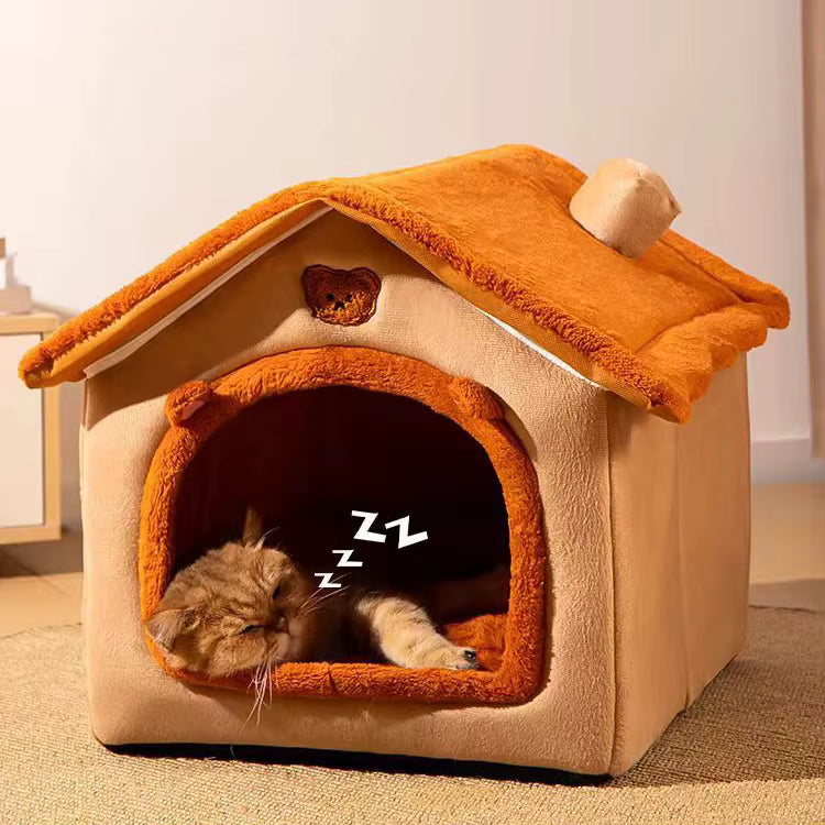 Brown House Pet Bed