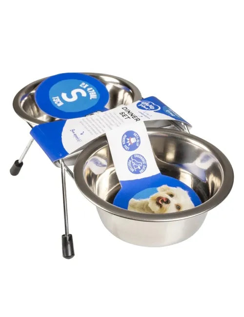 Cat Dinner Set Twin Bowls