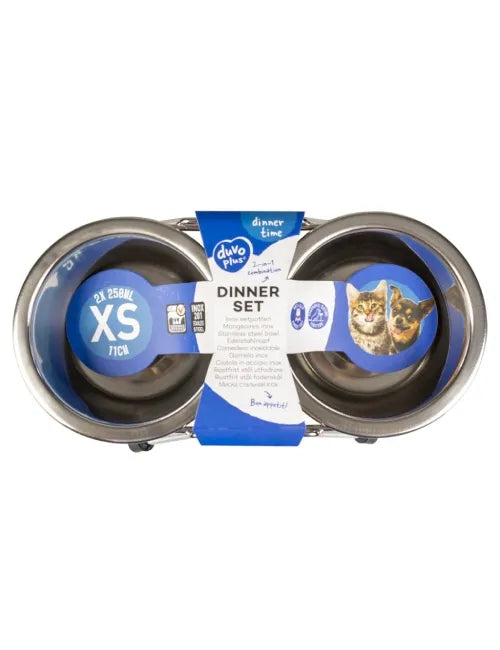 Cat Dinner Set Twin Bowls